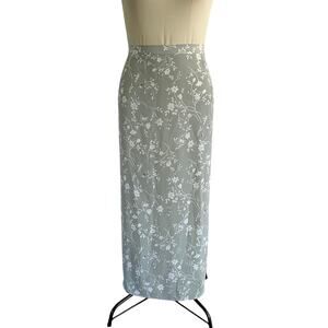 Vtg Y2K 2000s Green Ditsy Floral Print Maxi Skirt Plus Size 4X Tall Cottagecore